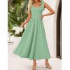 imageZESICA Womens Summer Spaghetti Strap Maxi Dress 2026 Tie Shoulder Square Neck Flowy Wedding Guest Party Beach Long DressesGreen