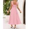 imageZESICA Womens Summer Spaghetti Strap Maxi Dress 2026 Tie Shoulder Square Neck Flowy Wedding Guest Party Beach Long DressesPink