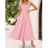 imageZESICA Womens Summer Spaghetti Strap Maxi Dress 2026 Tie Shoulder Square Neck Flowy Wedding Guest Party Beach Long DressesPink
