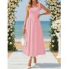 imageZESICA Womens Summer Spaghetti Strap Maxi Dress 2026 Tie Shoulder Square Neck Flowy Wedding Guest Party Beach Long DressesPink