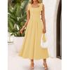 imageZESICA Womens Summer Spaghetti Strap Maxi Dress 2026 Tie Shoulder Square Neck Flowy Wedding Guest Party Beach Long DressesYellow