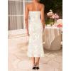 imageZESICA Womens Summer Strapless Floral Midi Dress 2026 Bodycon Mesh Tube Wedding Guest Cocktail Party Long DressesApricot