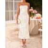 imageZESICA Womens Summer Strapless Floral Midi Dress 2026 Bodycon Mesh Tube Wedding Guest Cocktail Party Long DressesApricot