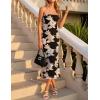 imageZESICA Womens Summer Strapless Floral Midi Dress 2026 Bodycon Mesh Tube Wedding Guest Cocktail Party Long DressesBlack