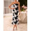 imageZESICA Womens Summer Strapless Floral Midi Dress 2026 Bodycon Mesh Tube Wedding Guest Cocktail Party Long DressesBlack