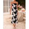 imageZESICA Womens Summer Strapless Floral Midi Dress 2026 Bodycon Mesh Tube Wedding Guest Cocktail Party Long DressesBlack