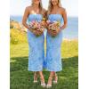 imageZESICA Womens Summer Strapless Floral Midi Dress 2026 Bodycon Mesh Tube Wedding Guest Cocktail Party Long DressesBlue