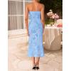 imageZESICA Womens Summer Strapless Floral Midi Dress 2026 Bodycon Mesh Tube Wedding Guest Cocktail Party Long DressesBlue