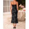 imageZESICA Womens Summer Strapless Floral Midi Dress 2026 Bodycon Mesh Tube Wedding Guest Cocktail Party Long DressesDim
