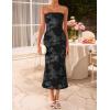 imageZESICA Womens Summer Strapless Floral Midi Dress 2026 Bodycon Mesh Tube Wedding Guest Cocktail Party Long DressesDim