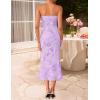 imageZESICA Womens Summer Strapless Floral Midi Dress 2026 Bodycon Mesh Tube Wedding Guest Cocktail Party Long DressesPurple
