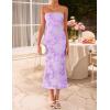 imageZESICA Womens Summer Strapless Floral Midi Dress 2026 Bodycon Mesh Tube Wedding Guest Cocktail Party Long DressesPurple