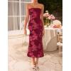 imageZESICA Womens Summer Strapless Floral Midi Dress 2026 Bodycon Mesh Tube Wedding Guest Cocktail Party Long DressesRed
