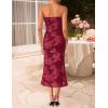 imageZESICA Womens Summer Strapless Floral Midi Dress 2026 Bodycon Mesh Tube Wedding Guest Cocktail Party Long DressesRed