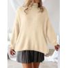 imageZESICA Womens Turtleneck Sweaters Dressy Casual Oversized Long Sleeve Knitted Chunky Pullover Sweater Jumper TopsApricot