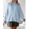 imageZESICA Womens Turtleneck Sweaters Dressy Casual Oversized Long Sleeve Knitted Chunky Pullover Sweater Jumper TopsLight Blue
