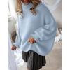 imageZESICA Womens Turtleneck Sweaters Dressy Casual Oversized Long Sleeve Knitted Chunky Pullover Sweater Jumper TopsLight Blue