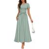 imageZESICA Womens 2026 Summer Short Sleeve Maxi Dresses Twist Front Wedding Guest Cocktail Flowy A Line Long DressBeangreen