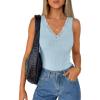 imageZESICA Womens 2026 Summer V Neck Tank Tops Spring Sleeveless Lace Trim Ribbed Knit Casual Going Out Cami ShirtsLightblue