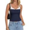 imageZESICA Womens Sleeveless Lace Camisole Tops Summer 2026 Spaghetti Strap Tank Top Y2k Sexy Going Out Trendy ShirtsNavy