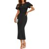 imageZESICA Womens Summer Short Sleeve Bodycon Midi Dress 2026 Spring Elegant Formal Wedding Guest Cocktail Party DressesBlack