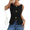 imageZESICA Womens Summer Sleeveless Suit Vest 2026 Boat Neck Button Down Formal Business Casual Trendy Work Blazer WaistcoatBlack