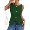 imageZESICA Womens Summer Sleeveless Suit Vest 2026 Boat Neck Button Down Formal Business Casual Trendy Work Blazer WaistcoatGreen