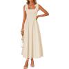 imageZESICA Womens Summer Spaghetti Strap Maxi Dress 2026 Tie Shoulder Square Neck Flowy Wedding Guest Party Beach Long DressesApricot
