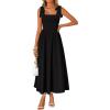 imageZESICA Womens Summer Spaghetti Strap Maxi Dress 2026 Tie Shoulder Square Neck Flowy Wedding Guest Party Beach Long DressesBlack