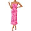 imageZESICA Womens Summer Strapless Floral Midi Dress 2026 Bodycon Mesh Tube Wedding Guest Cocktail Party Long DressesRose