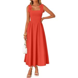imageZESICA Womens Summer Spaghetti Strap Maxi Dress 2026 Tie Shoulder Square Neck Flowy Wedding Guest Party Beach Long DressesWatermelon