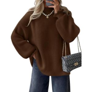 imageZESICA Womens Turtleneck Sweaters Dressy Casual Oversized Long Sleeve Knitted Chunky Pullover Sweater Jumper TopsCaramel