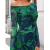 imageZESICA Womens Long Sleeve Floral Maxi Dress 2026 Fall Off Shoulder Bodycon Ruched Mesh Cocktail Wedding Guest DressesGreen