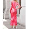 imageZESICA Womens Long Sleeve Floral Maxi Dress 2026 Fall Off Shoulder Bodycon Ruched Mesh Cocktail Wedding Guest DressesPink
