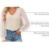 imageZESICA Womens Mesh Puff Long Sleeve Shirts 2026 Spring Trendy V Neck Ribbed Knit Sexy Going Out Tops Dressy Casual Work BlouseApricot