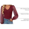 imageZESICA Womens Mesh Puff Long Sleeve Shirts 2026 Spring Trendy V Neck Ribbed Knit Sexy Going Out Tops Dressy Casual Work BlouseWine Red
