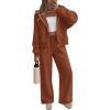 imageZESICA Womens 2 Piece Outfits 2026 Fall Winter Fleece Hoodie Tracksuit Zip Up Sweatshirt Long Sweatpant Matching SetRustred