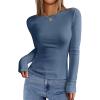 imageZESICA Womens Long Sleeve Crewneck Fleece Shirts 2025 Fall Winter Thermal Casual Slim Fit Pullover TopsDusty Blue