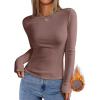 imageZESICA Womens Long Sleeve Crewneck Fleece Shirts 2025 Fall Winter Thermal Casual Slim Fit Pullover TopsMaroon