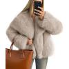 imageZESICA Womens Winter Faux Fur Coats Fluffy Jacket 2026 Trendy Long Sleeve Lapel Shaggy Warm Outerwear with PocketsOats