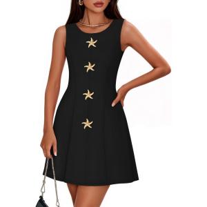 imageZESICA Womens Elegant Sleeveless Mini Dresses 2026 Summer Crewneck Formal Business Cocktail Party A Line Short DressBlack