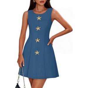 imageZESICA Womens Elegant Sleeveless Mini Dresses 2026 Summer Crewneck Formal Business Cocktail Party A Line Short DressNavy