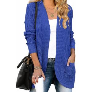 imageZESICA Womens Fall Winter 2026 Long Sleeve Open Front Casual Lightweight Soft Knit Cardigan Sweater OuterwearBlue