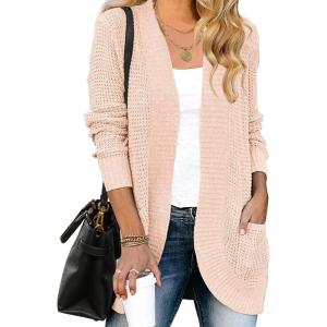 imageZESICA Womens Fall Winter 2026 Long Sleeve Open Front Casual Lightweight Soft Knit Cardigan Sweater OuterwearBlush