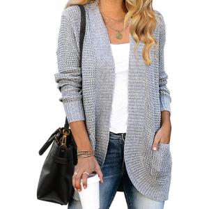 imageZESICA Womens Fall Winter 2026 Long Sleeve Open Front Casual Lightweight Soft Knit Cardigan Sweater OuterwearGrey