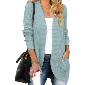 imageZESICA Womens Fall Winter 2026 Long Sleeve Open Front Casual Lightweight Soft Knit Cardigan Sweater OuterwearMint