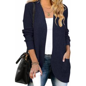 imageZESICA Womens Fall Winter 2026 Long Sleeve Open Front Casual Lightweight Soft Knit Cardigan Sweater OuterwearNavy