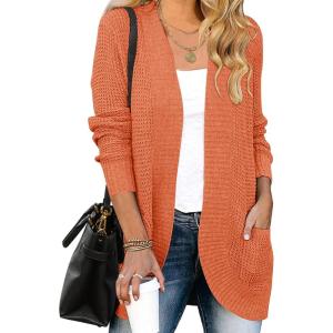 imageZESICA Womens Fall Winter 2026 Long Sleeve Open Front Casual Lightweight Soft Knit Cardigan Sweater OuterwearOrange