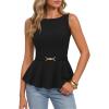imageZESICA Summer Tank Top for Women 2026 Work Business Sleeveless Shirts Casual Babydoll Peplum Blouse TopsBlack