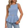 imageZESICA Summer Tank Top for Women 2026 Work Business Sleeveless Shirts Casual Babydoll Peplum Blouse TopsBlue